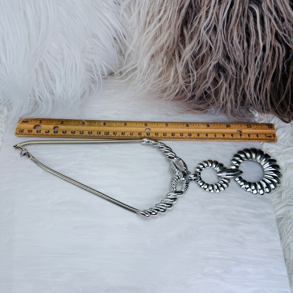 Vintage Silvertone Interesting Statement, Necklace - image 8